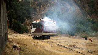Illustration for article titled Take a scenic ride in Bolivia's bizarre Mercedes bus-train